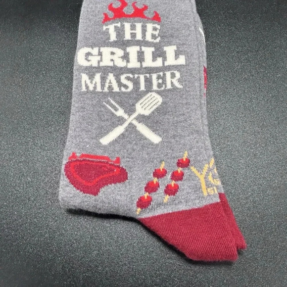 Yo Sox Socks Mens 7-17 Grey The Grill Master Gift Father's Day Christmas Pull On - Picture 3 of 5